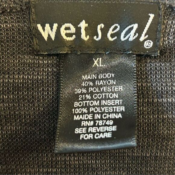 Wet Seal Women's XL Gray Hooded Sweatshirt with Plaid Hem - Picture 4 of 9